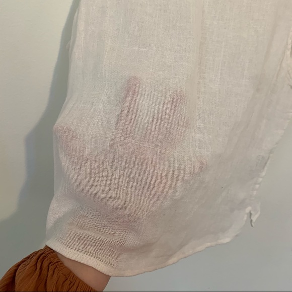 Eileen Fisher | white linen boxy cropped tank top - Picture 4 of 8